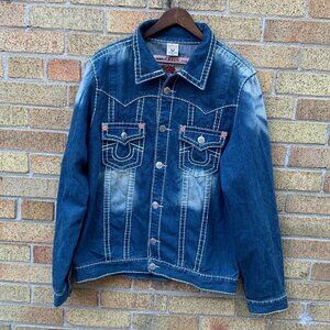 Vintage True Religion Jean Jacket XXXL JOEY SUPER T Blue
